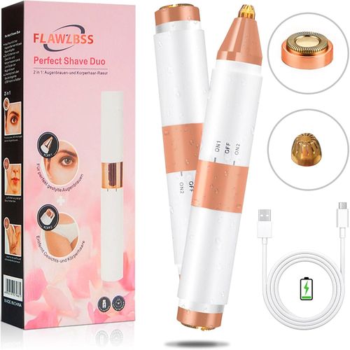 2 in 1 Rechargeable flawless duo perfect  shaver for facebodyeyebrows hair removal